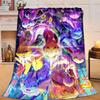 1PC Stained Glass Pika Fantasy Flannel Blanket Gift, Suitable for Both Men And Women, Soft Ideal for Beds And Sofa, Birthday Or Christmas Gift