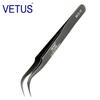 VETUS MCS-15 Black Non-Magnetic Acid/Alkali & Corrosion Resistant Stainless Steel Makeup Eyelash/Nail Tweezers