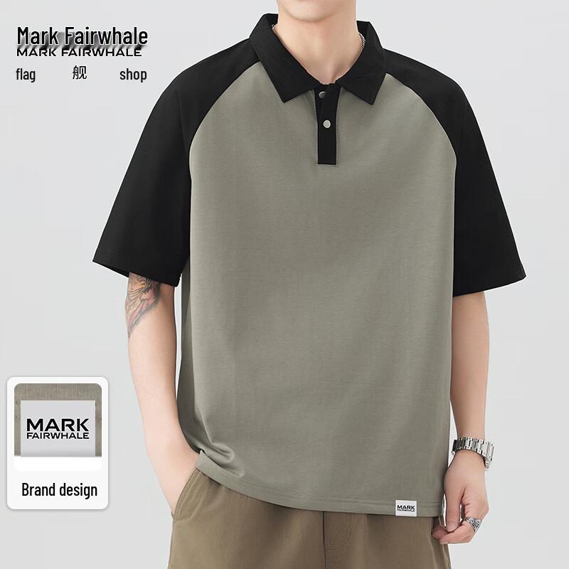 MARK FAIRWHALE Men s Summer Trendy Colorblock Loose Polo T-Shirt XL
