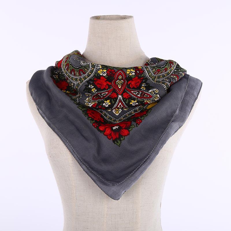 A041 Ethnic Printed Square Scarf - Winter/Autumn Headscarf Gauze