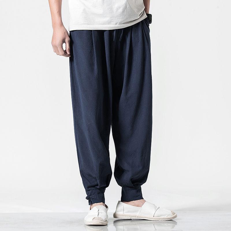 Monk Loose Cotton-Linen Meditation Pants - Hemmed for Spring & Summer