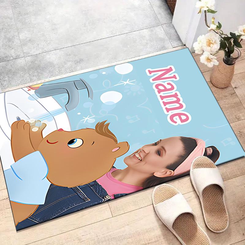 Tappetino Personalizzato Ms Rachel Mat con Nome, Tappeto Lavabile in Poliestere per Ingresso Interno, Regalo per Natale, Pasqua, Giorno del Ringraziamento