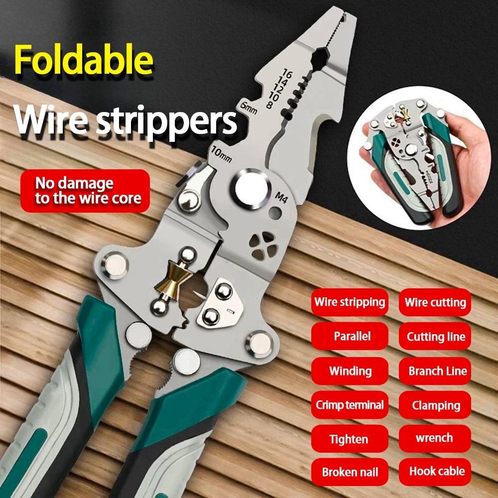 1PC Foldable Wire Stripper Pulley Design Multi-function Electrician Wire Splitter Wire Winding Pliers Crimping Pliers Hand Tool