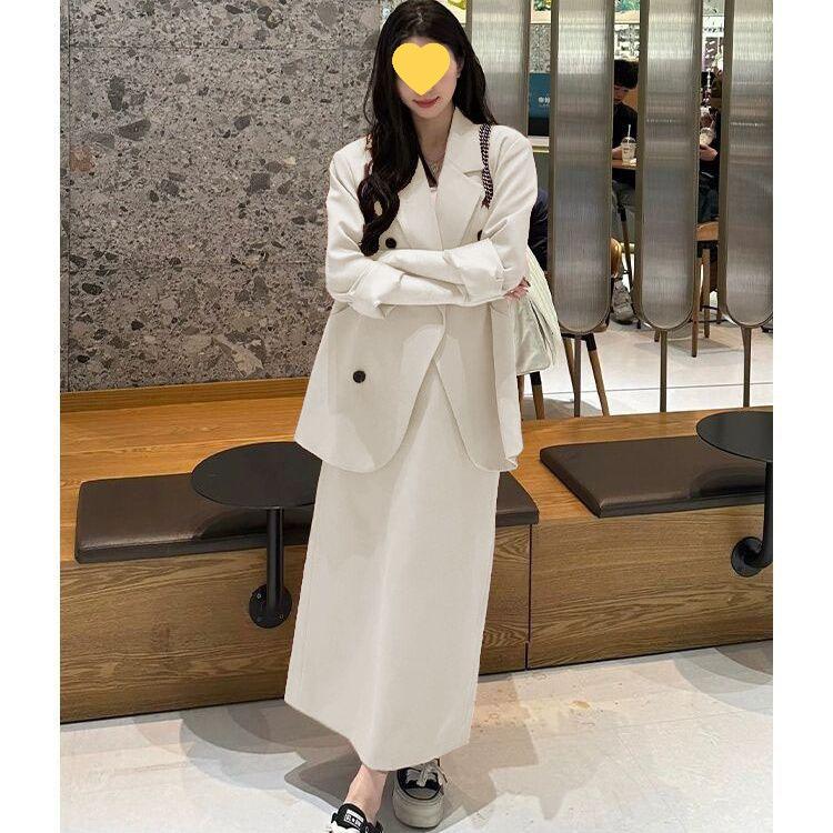 2025 Autumn Fresh Elegant Two-Piece: Slimming Jacket & Midi Skirt Suit