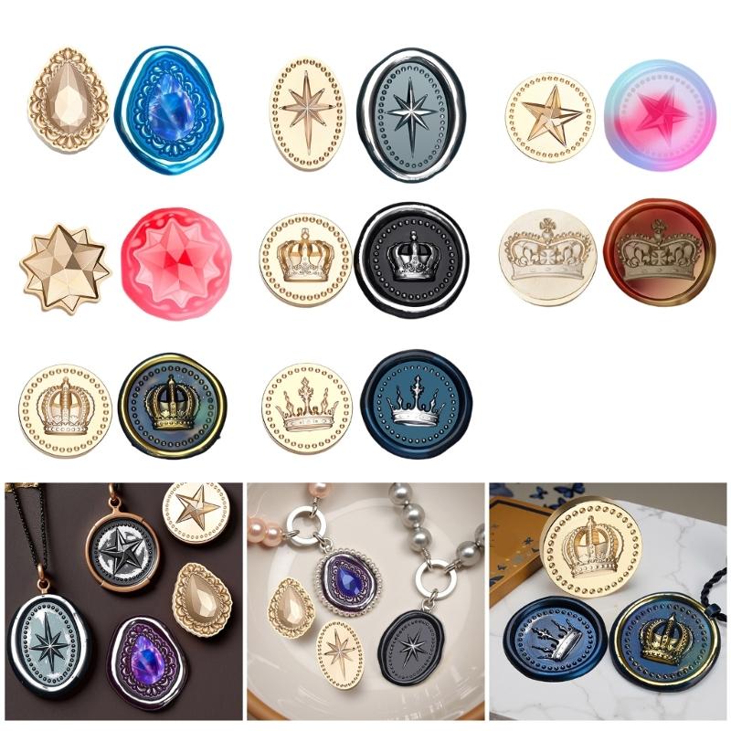 Pendant Series Sealing Waxed Stamp Brass Head Crown Wax Seal Stamp for Invitation Card Scrapbooking Decorations