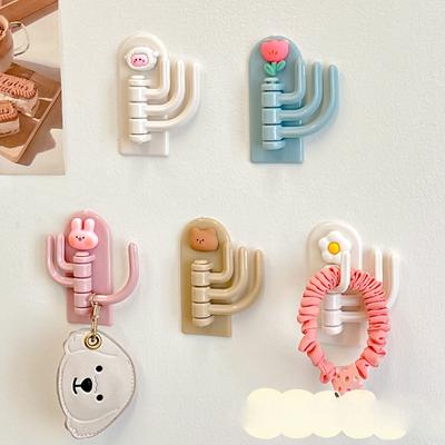 Søt tre kroker krok gratis slag veggdør bak sterk pinne krok Roterende henger tegneserie sovesal Sporløs liten krok