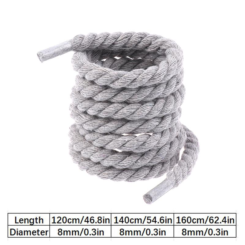 2Pcs Round Thick Rope Laces Polyester Cotton Solid Color Laces 0.8Cm Diameter 120/140/160Cm Length Bold Shoelaces