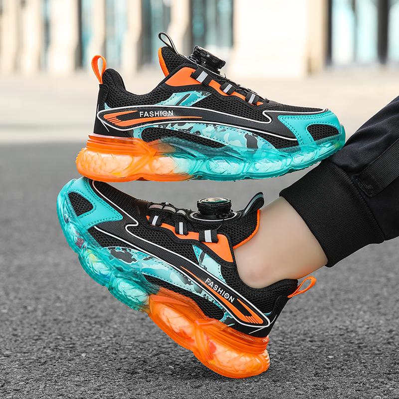 Boys' Shoes Spring Children's Non-slip Breathable Mesh Leather All-match Boys Sports Running Shoes