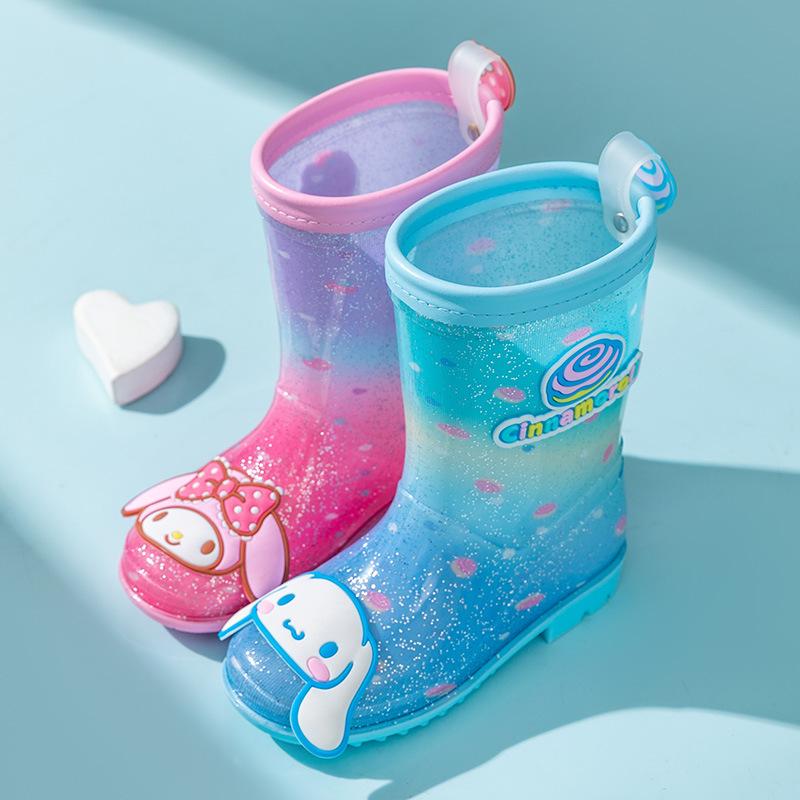 Children's Rain Boots Girls' Rain Boots Kindergarten Cartoon Little Princess Kuromi Cinnamoroll Girls' Rubber Boots