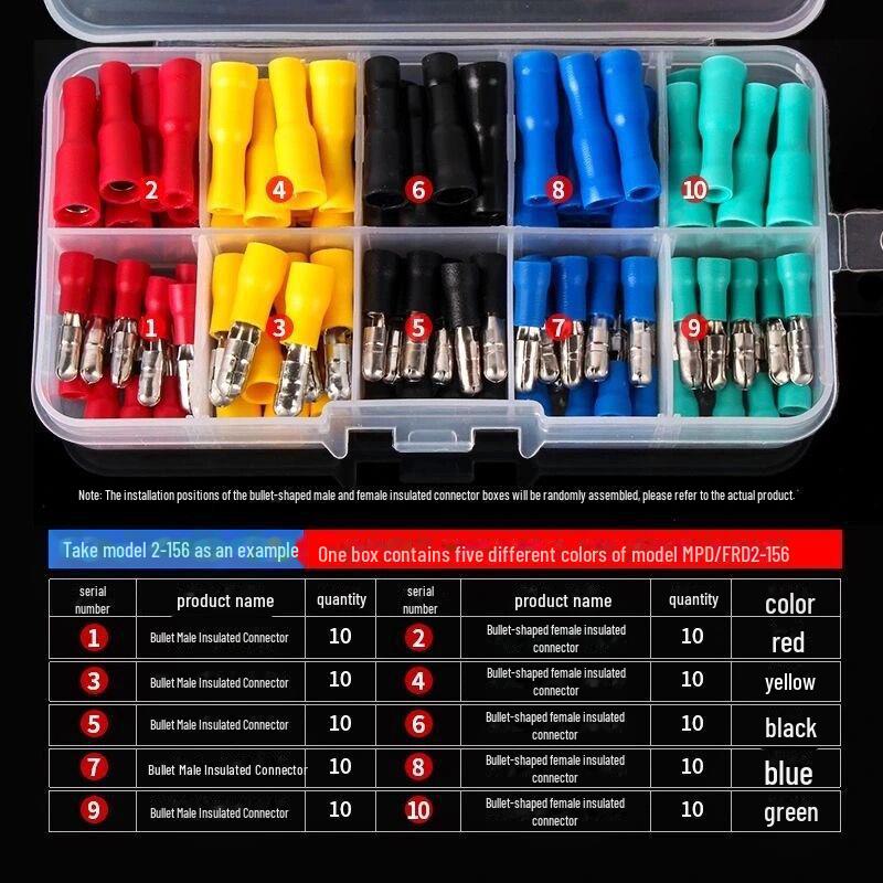 Five-Color Unisex Quick Connect Bullet Terminal Wire Connector