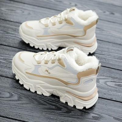 Hiver femmes chaussures nouvelle plate-forme coton chaussures dames à lacets espadrilles décontractées bottines chaussures de course pour femme bottes de neige chaudes