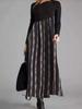 Women Color Block Floral Print Long Sleeve Maxi Dress Casual Loose A Line Long Dress S-XXXL