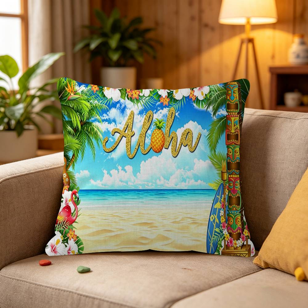 Summer Hawaii Beach Tropical Flowers Aloha Luau Sea Cushion Cover Polyester Sofa Cushions Throw Pillows Home Decor Pillowcover