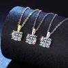 Sterling Moissanite Pendant Necklace With 4-Prong Setting Solitaire Locket Chain Women D Color 1ct