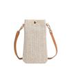Bohemian Stil Umhänge-Mini-Handytasche Strohgeflecht Sommer Saison Handy-Tasche Einfarbige Gewebte Umhängetasche