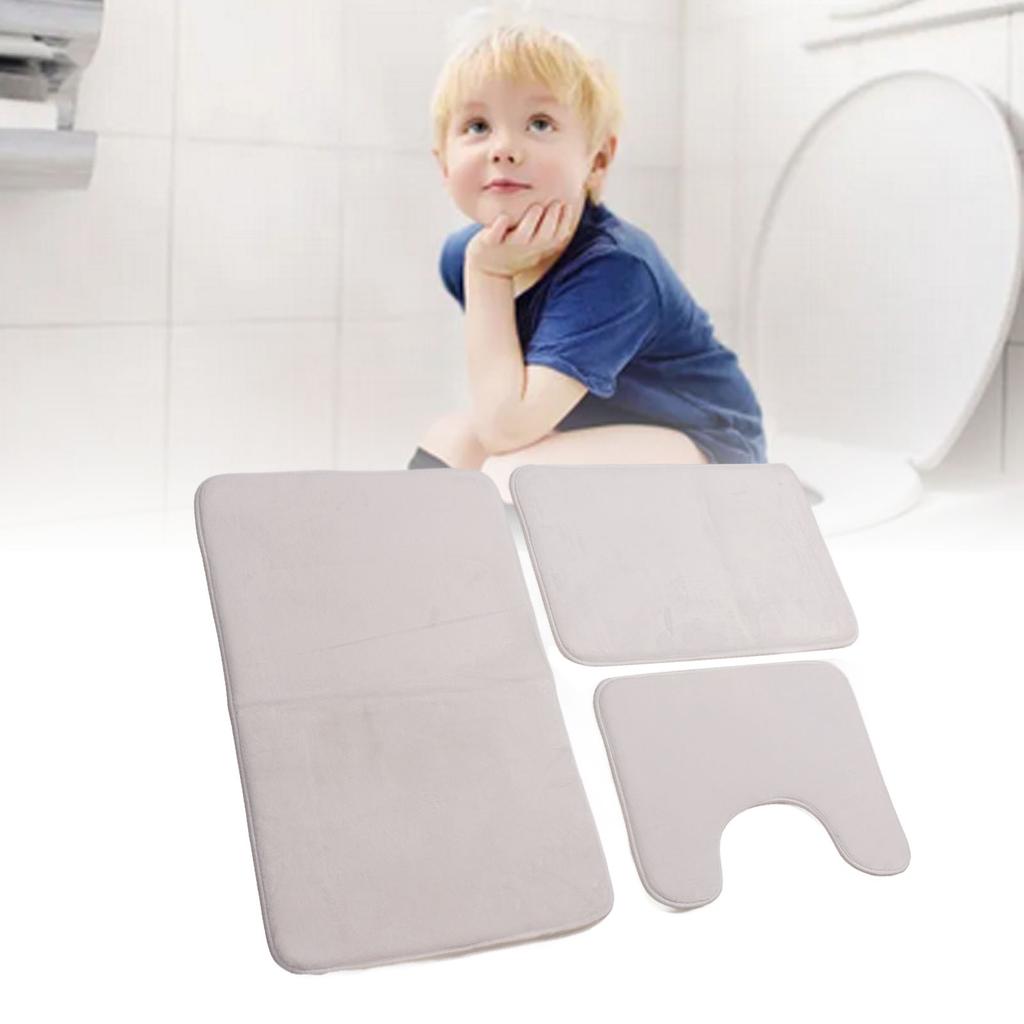 3 Pieces Toilet Mat Set Non Slip Water Absorbent Washable Bathroom U Shaped Toilet Rug Set for Home Toilet Training