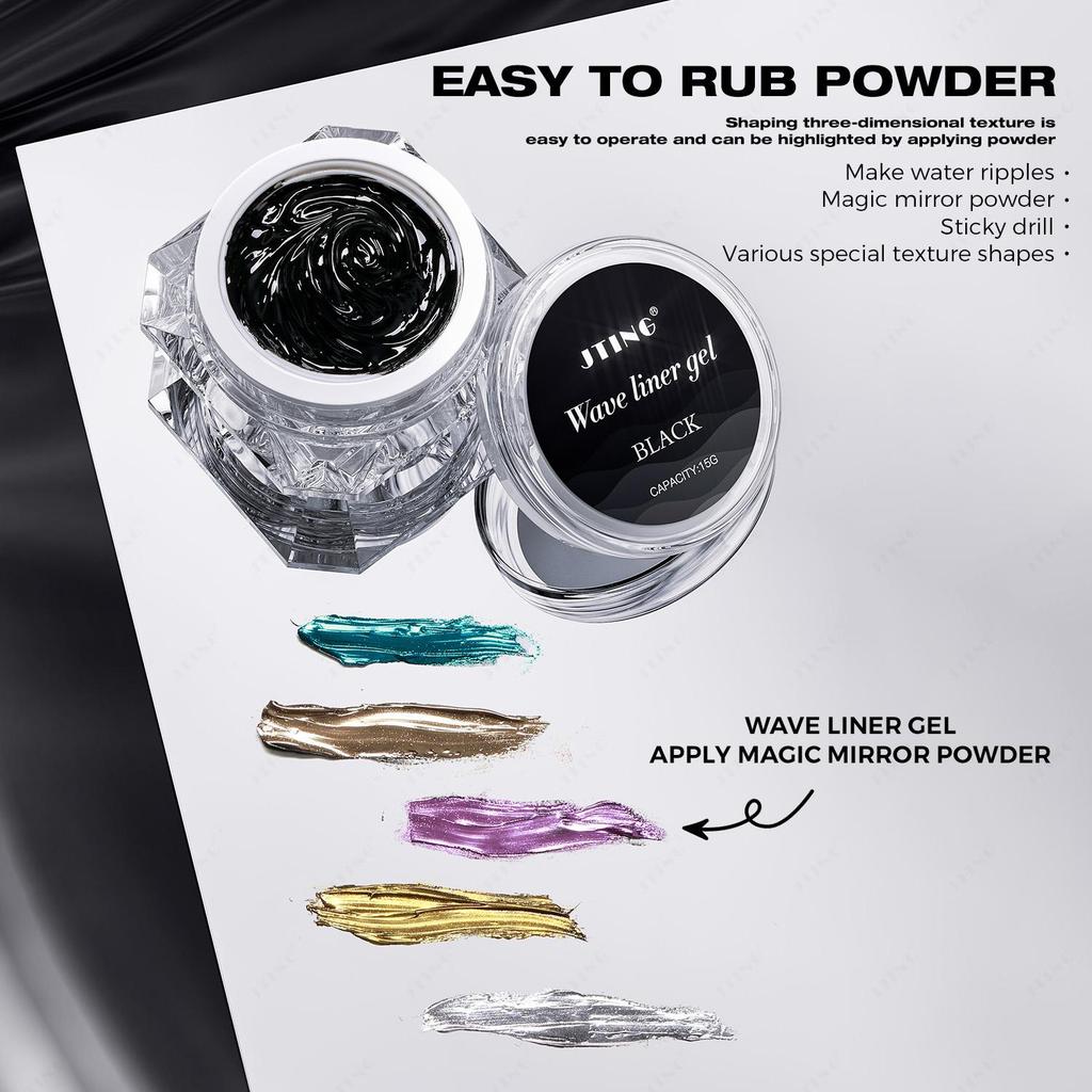 JTING Black Color Wave Liner Gel 3D Effect Semi Permanent Modelling for Nail Art Gel ODM/OEM Private Custom Nail Gel Polish