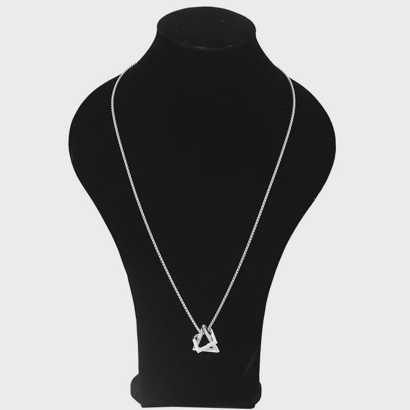 Disassemblable Geometric Necklace: Triangle & Square Mix-and-Match, Fade-Resistant, Long Necklace