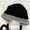 Autumn And Winter  Color Matching Bear Ear Strap Lei Feng Hat For Women Korean Cute Warm Ear Protection Knitted Wool Hat