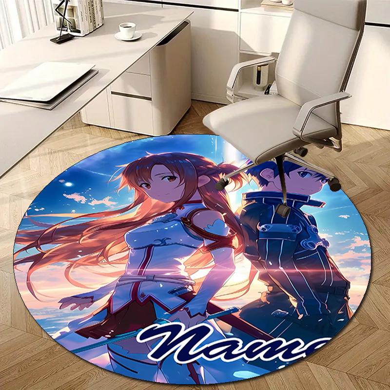 Personalized S-Sword Art Online Round Chair Office Rug - Perfect for Mat, Office Chair & More - Ideal Gift for Birthdays and Holidays