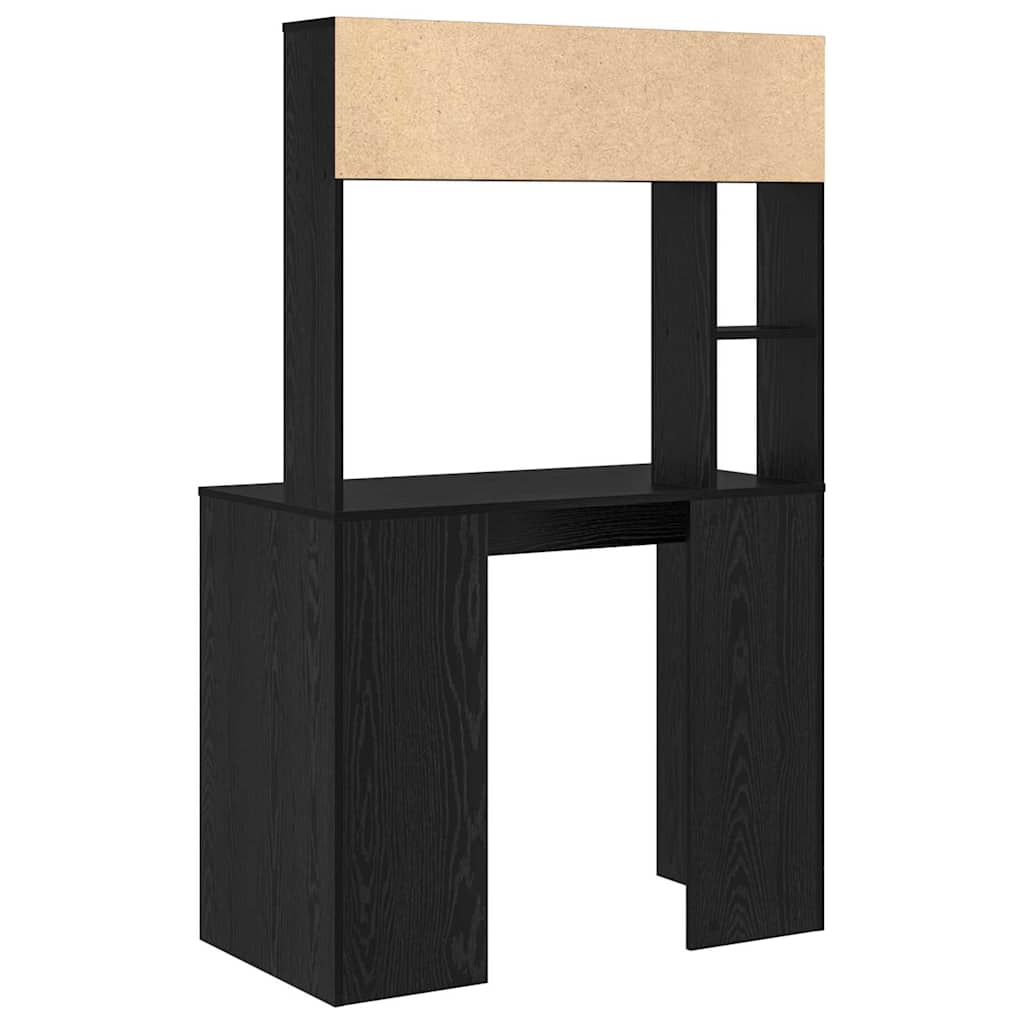 Desk with Shelf Black Oak Effect 91 x 50 x 149 cm