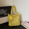 Literary and Artistic Hollow Woven Bag Casual Versatile Underarm Shoulder Bag Cotton Thread Tote Bag Vacation Beach Bag