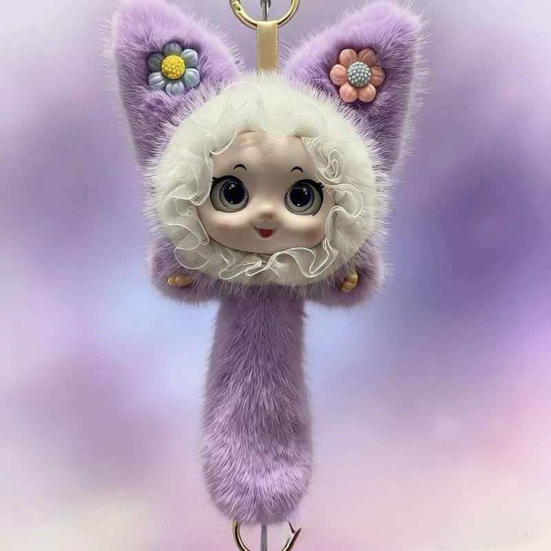 Plush vinyl doll, rabbit ear pendant, cute keychain doll, doll toy