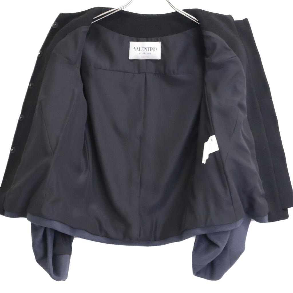 VALENTINO Grey x Black Cashmere 100 Crop Blouson Jacket 6 Black x grayUsed