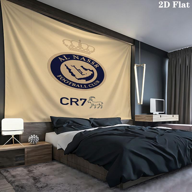 Al-Nassr FC Wandteppich Ästhetischer Wandbehang Bedruckter Stoffdecke Dekorative Wandteppiche für Schlafzimmer Wohnzimmer Heimdekoration
