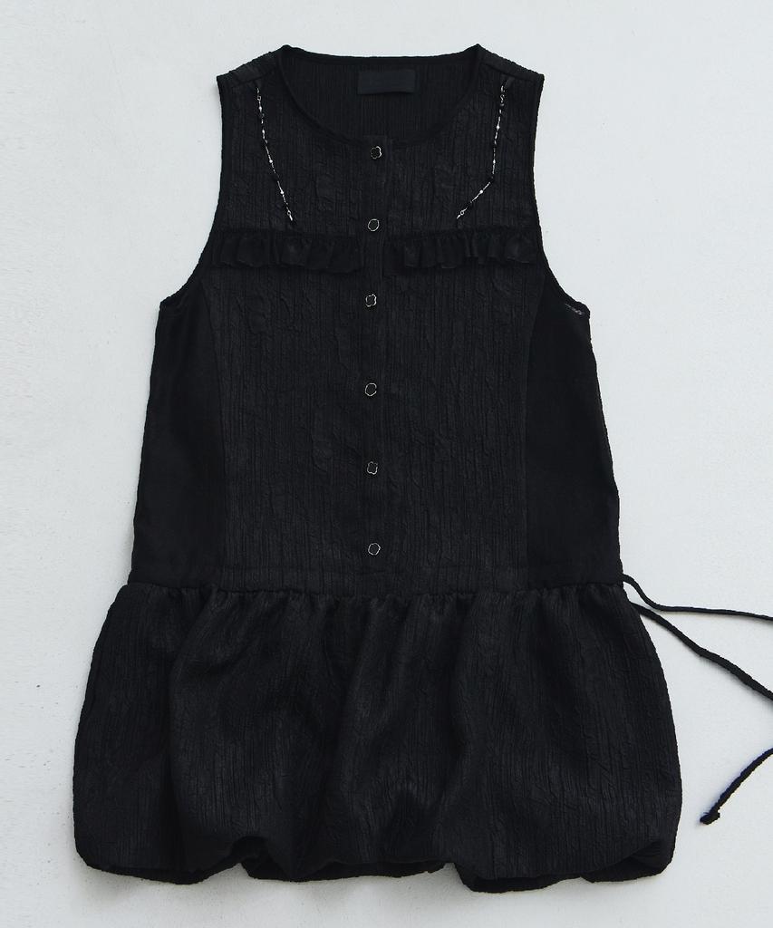 Mualeumoa Veil Shirring Volume Dress-Black