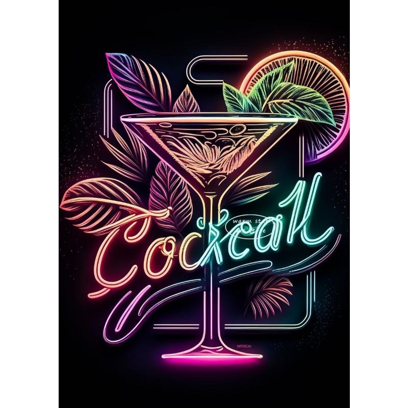 Cocktails Drink Fruit Neon Sign Posters and Prints Canvas Painting Wall Art Picture for Wine Shop Bar Club Room Home Decor