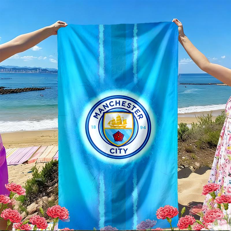Manchester City FC Print Beach Towel, Versatile Lightweight Absorbent Beach Towel for Pool Surf Yoga Bathroom, Perfect Birthday Holiday Gift