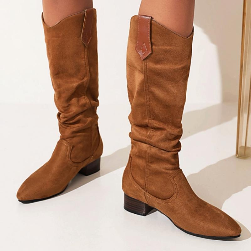 Autumn Winter Knee High Boots Women Black Brown Suede Women's High Boot Casual Low Heels Fashion Long Party Shoes Lady Big Size