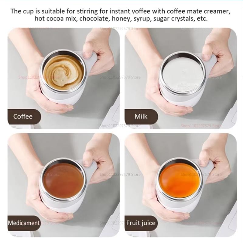 304 Stainless Steel Self Stirring Magnetic Mug Portable Electric Blender Rechargeable Coffee Milk Tea Mixer For Travel Office