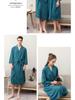 Waffle Pattern Bathrobe Couple Pajamas, Unisex Summer Three-Quarter Sleeve, Korean Style, Polyester & Absorbent.