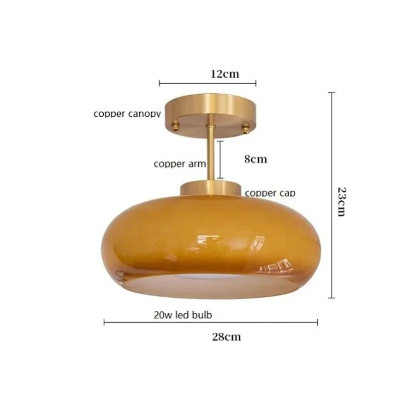 Modern Yellow Glass LED Pendant Lights Fixtures 40W Copper Bedroom Living Room Beside Nordic Hanging Lamparas Chandelier Lamp