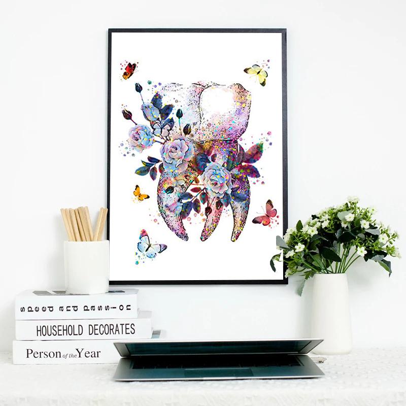 Dental Art Cartoon Style Wall Art Posters Tooth Medical Canvas Painting Print Pictures Dentist Gift Modern Clinic Home Decor No Frame