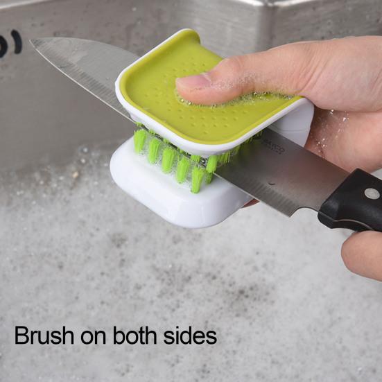 

U-образная щетка для чистки столовых приборов, жесткая щетина, пищевой класс, не содержит бисфенола А, многоразовая щетка для ножей с запахом, очиститель столовых приборов