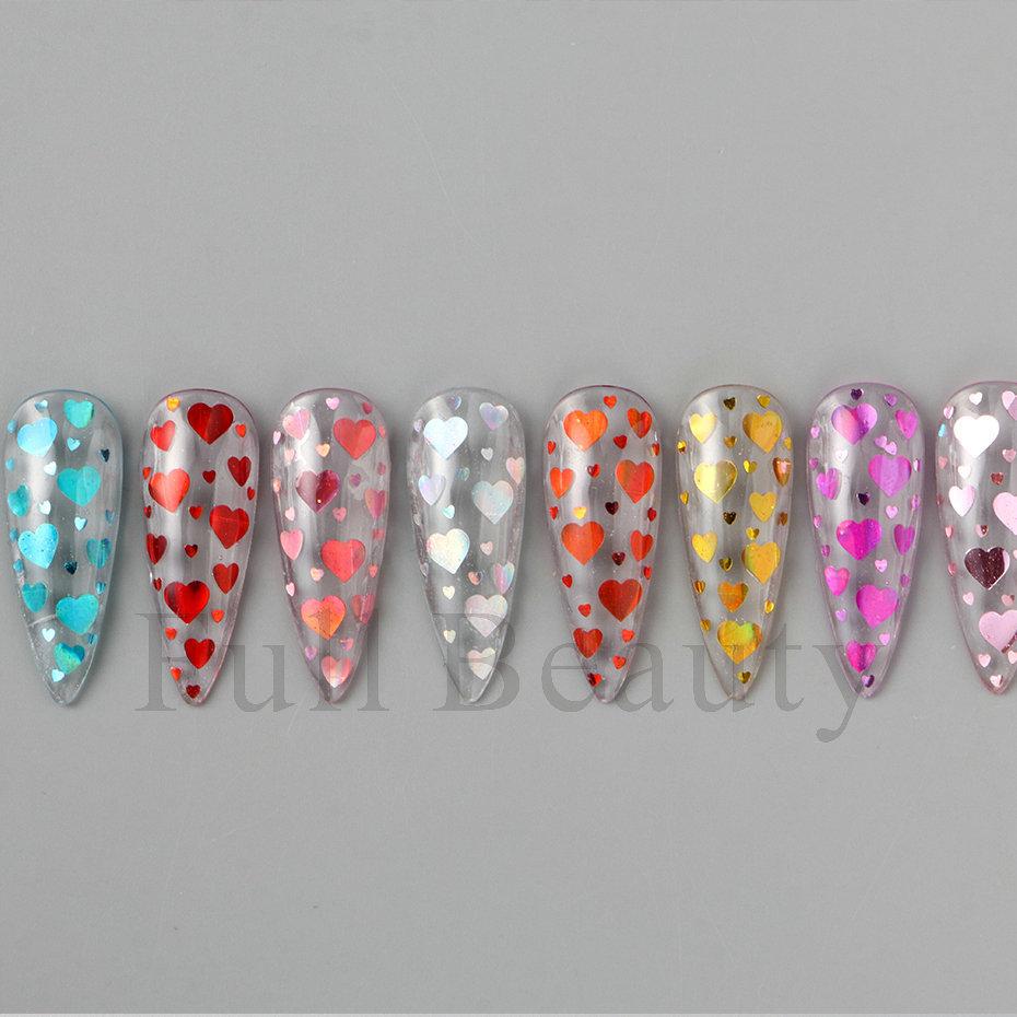 Nail Art Sequins Ins Romantic Valentine's Day 8 Bottles Of Mixed Size Love Laser Nail Sequins