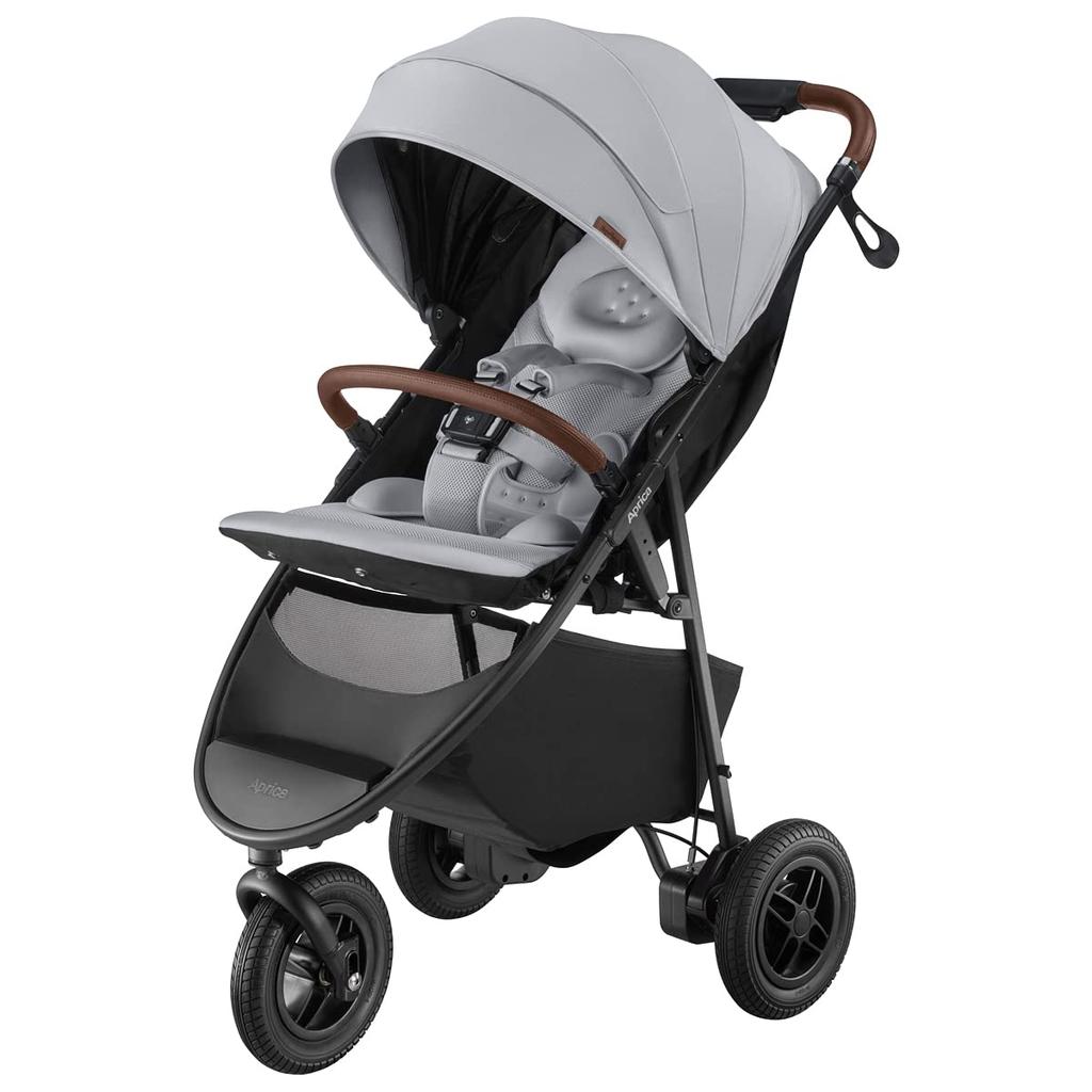 Aprica Smooth Precious AB A-Type Stroller, 3-Wheel Type, for Ages 1 Month to 36 Months (Gray), Product Number 2184600