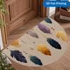 1Pcs Boho Feather Semi Circle Welcome Doormat Non-Slip for Outdoor Patio Porch Kitchen Bathroom Entryway Floor Mat