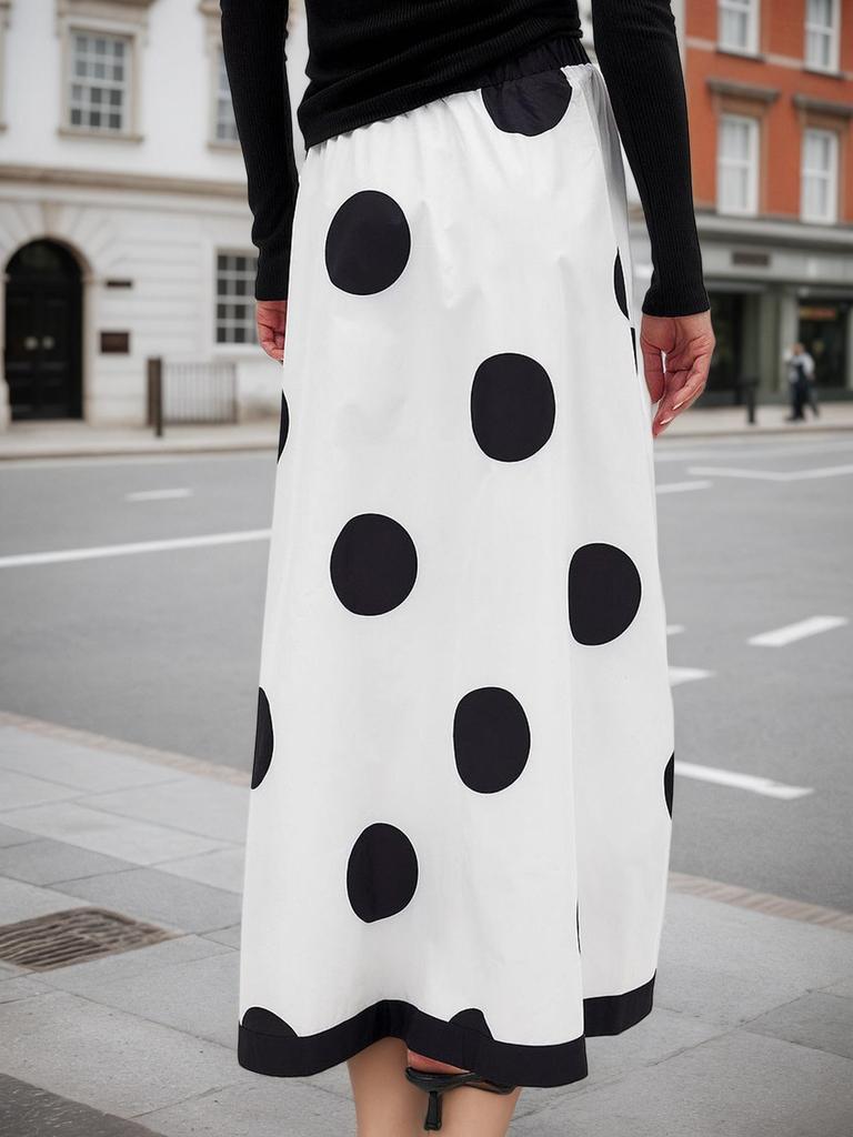 Elegant Polka Dot High Waist Midi Skirt - Fall Fashion 2025