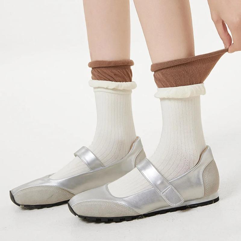 2025 Brand New Silver Ballerina Style Casual Flats Mary Janes Shoes Black Comfy Walking  Shoes Women Ballet Flats Daily Trainers