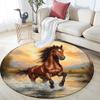 Galloping Horse Round Area Rug,Carpet Rug for Living Room Bedroom Sofa Playroom Decor,Non-slip Floor Mat