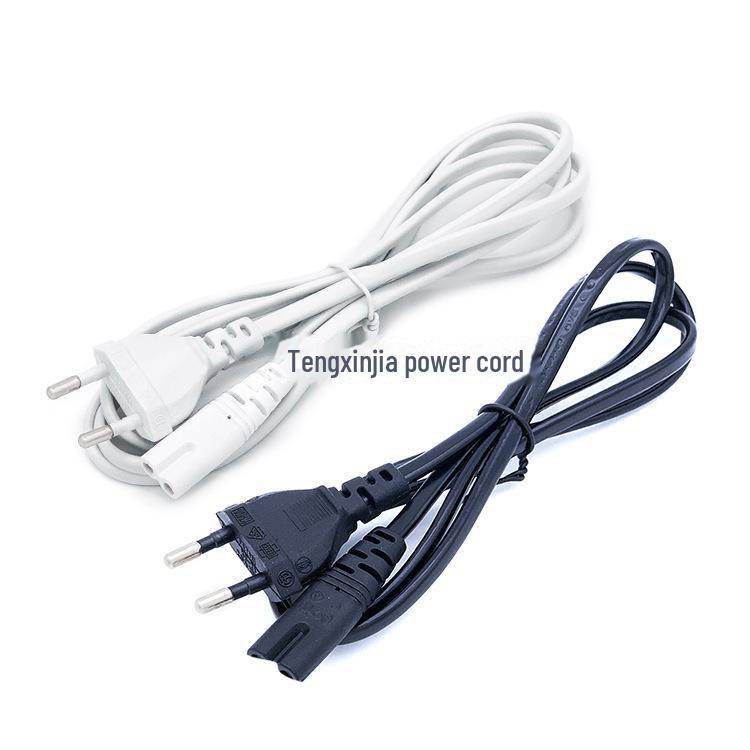 Multi-Standard Power Cord: EU, US, JP, and National Standards, with German Dual-Round Plug; for Table Lamp or Shaver AC Adapter.