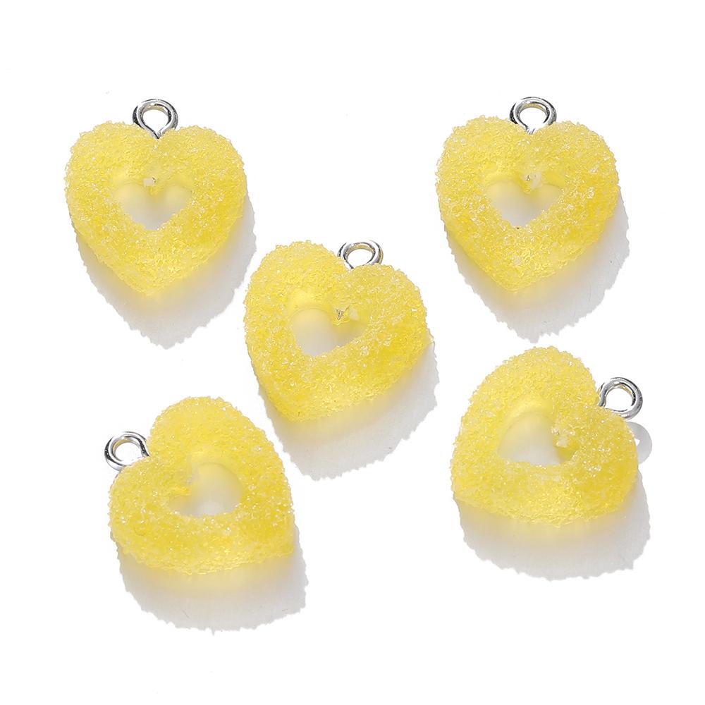 10pcs/lot Colorful Soft Candy Heart Shape Charms Cute Kawaii Resin Pendant Charms for Earring Bracelets Jewelry Making Bulk
