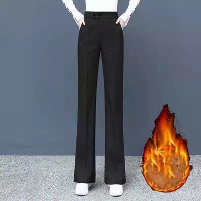 Große Größe Dicke Wollmischung Gerade Hose Koreanischer Stil Wollhose Weitbein Damen Winter Lässig Neu Hohe Taille Locker