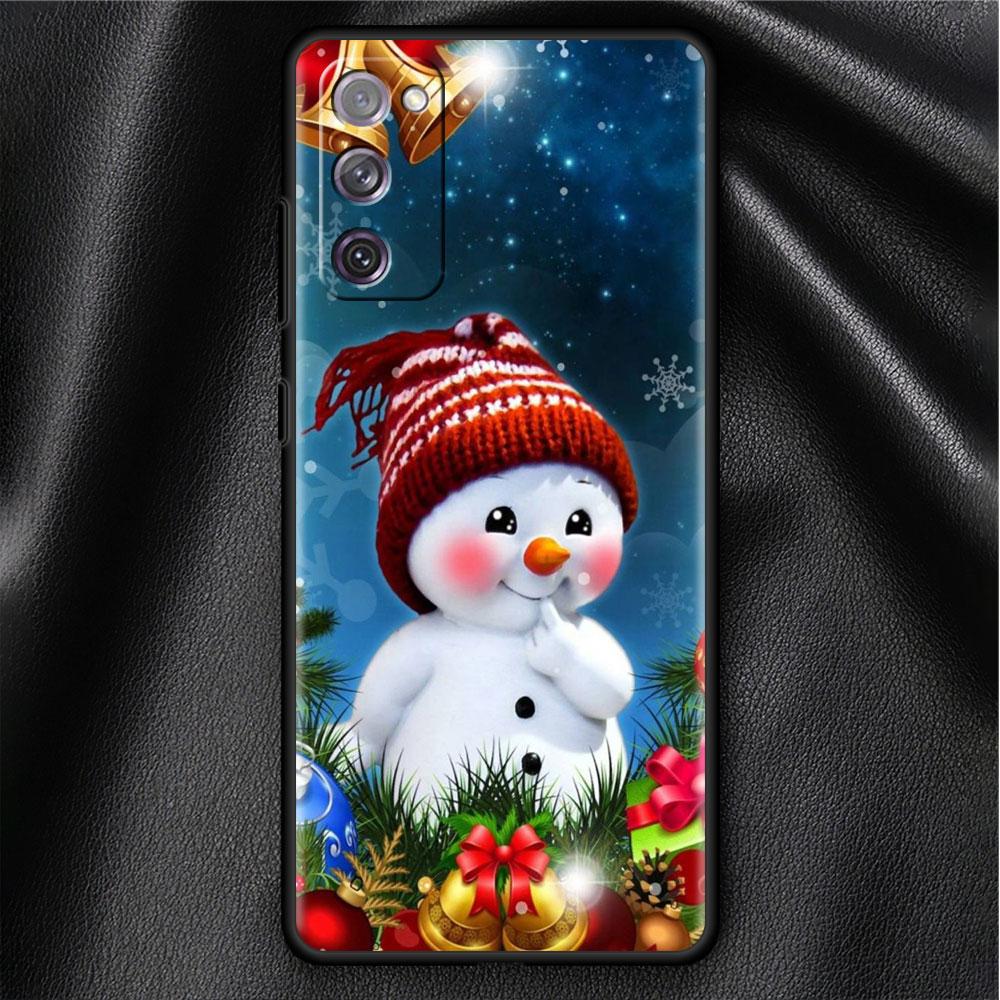 Bumper Case For Samsung Galaxy S22 Ultra S21 FE S20 Plus S10 Lite Phone Cover S10e S9 S8 S7 Silicone Funda Christmas Snowman Sac