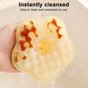 Cleaning Brush Double-Sided Soft Sponge Scouring Pad Suction Cup Silicone Head Non-Stick Oil Sponge Brush Kitchen Cleaning Tool