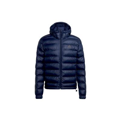 Logo Solid Color Sports Hooded Cotton Jacket Outdoor Quilted Lightweight Cotton Down Winter Men Jacket Navy-Blue GV5329